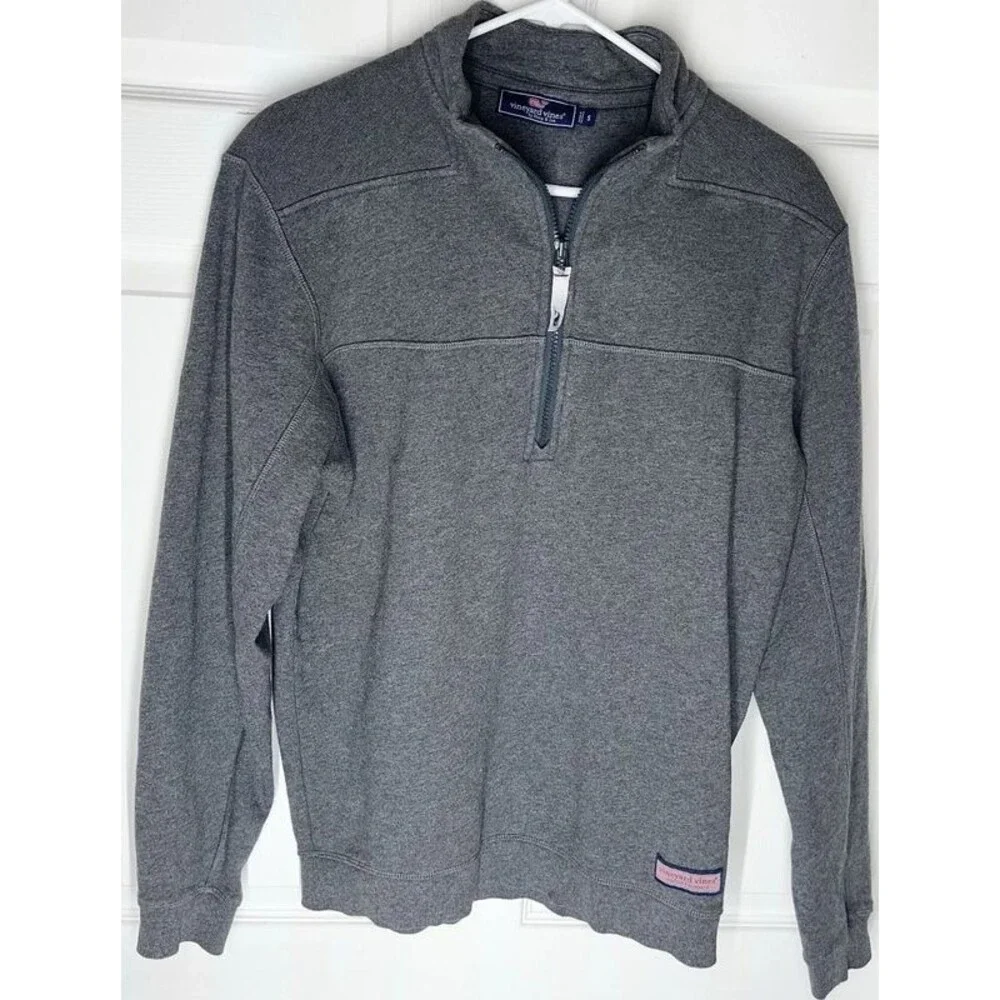 Vineyard Vines Shep & Ian 1/4 Zip Pullover Gray Fleece Sweater Men’s Size Small